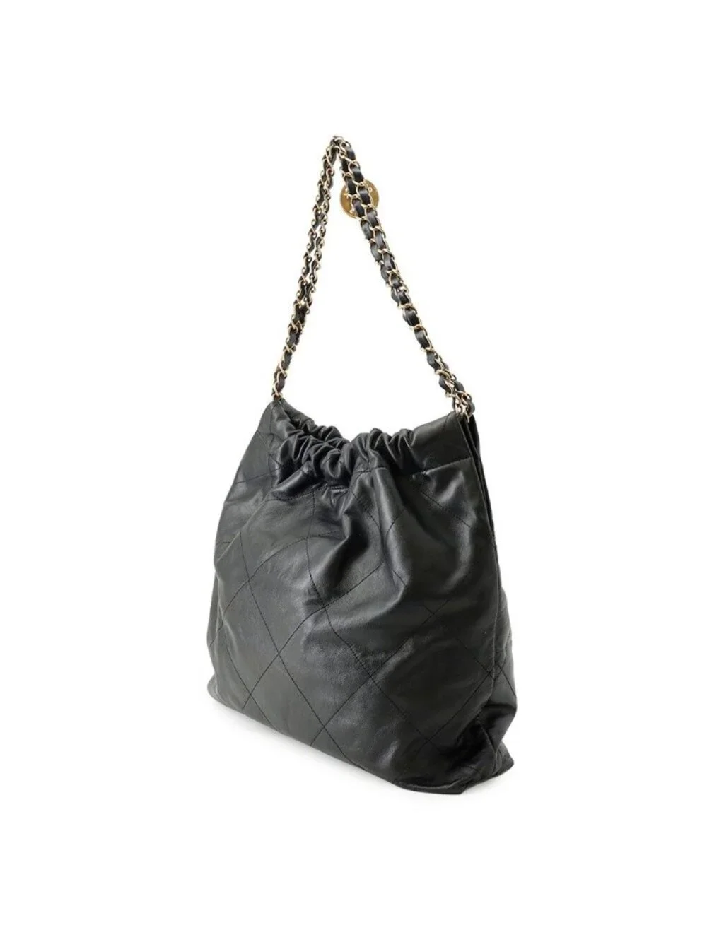 Chanel Chain Shoulder Bag 22 Calf Leather Black